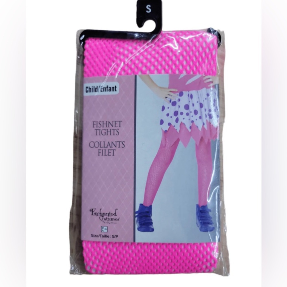 NWT CHILD SIZE BRIGHT PINK FISHNET TIGHTS
